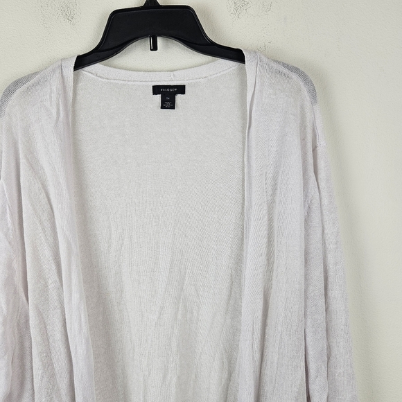 Halogen Linen Open Front White Cardigan Size 1X - Picture 3 of 6